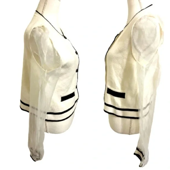 Maeve Organza-Sleeve Cardigan Sweater, at Anthropologie - Picture 4 of 8